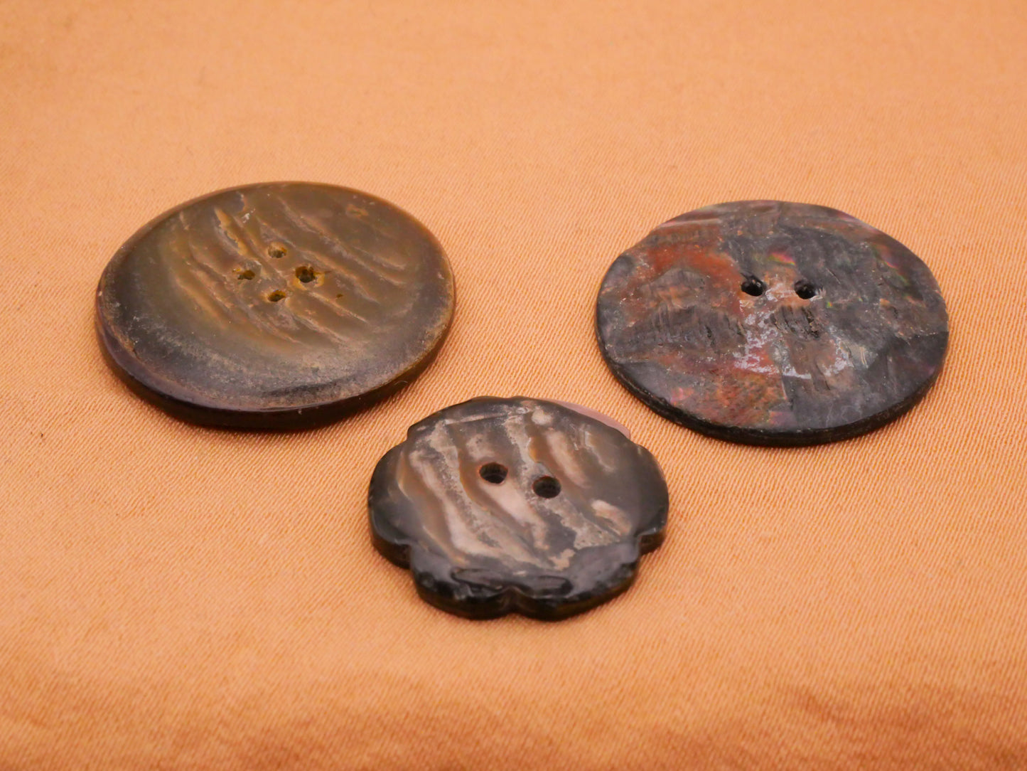 Flower Carved Smokey Mother of Pearl Shell Button Various 18-24mm