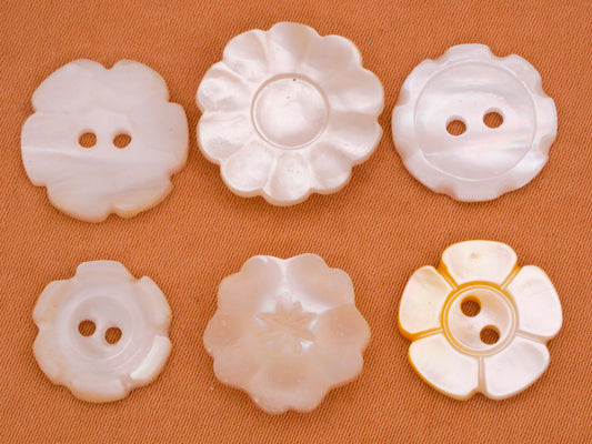 Flower Carved Mother of Pearl Shell Button Various 13-17mm
