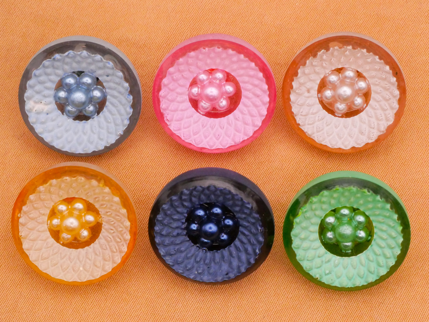 Frosted Pearl Center Celluloid Early Plastic Button Various 18mm