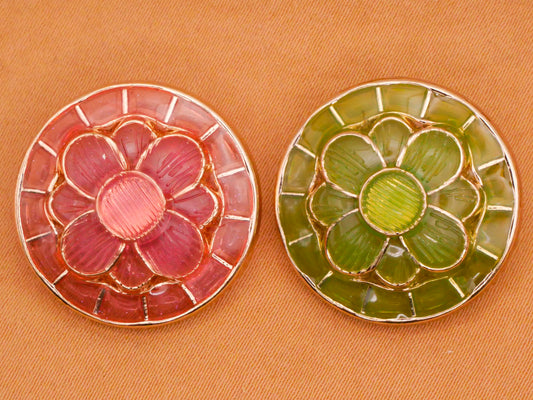 Flower Stained Glass Look Resin Metal Button Various 22mm