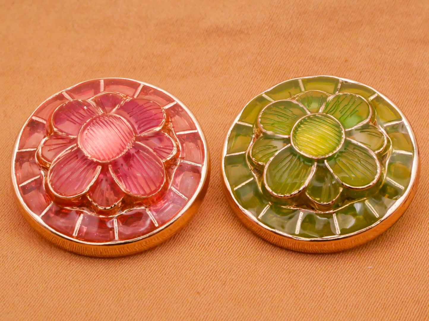 Flower Stained Glass Look Resin Metal Button Various 22mm