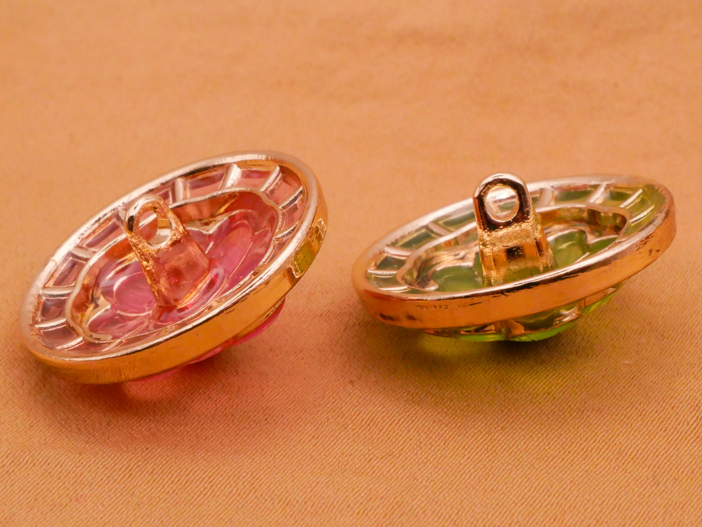 Flower Stained Glass Look Resin Metal Button Various 22mm