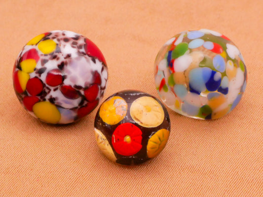 Spotted Dots Vintage Glass Button Various 11-14mm