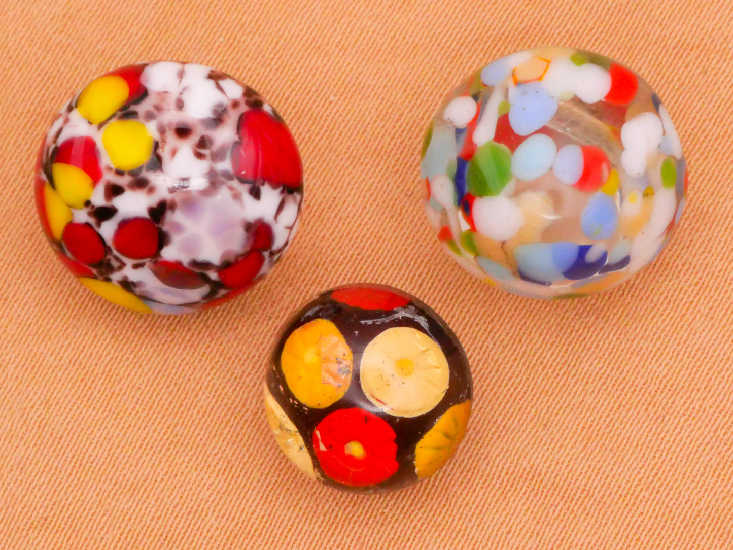 Spotted Dots Vintage Glass Button Various 11-14mm