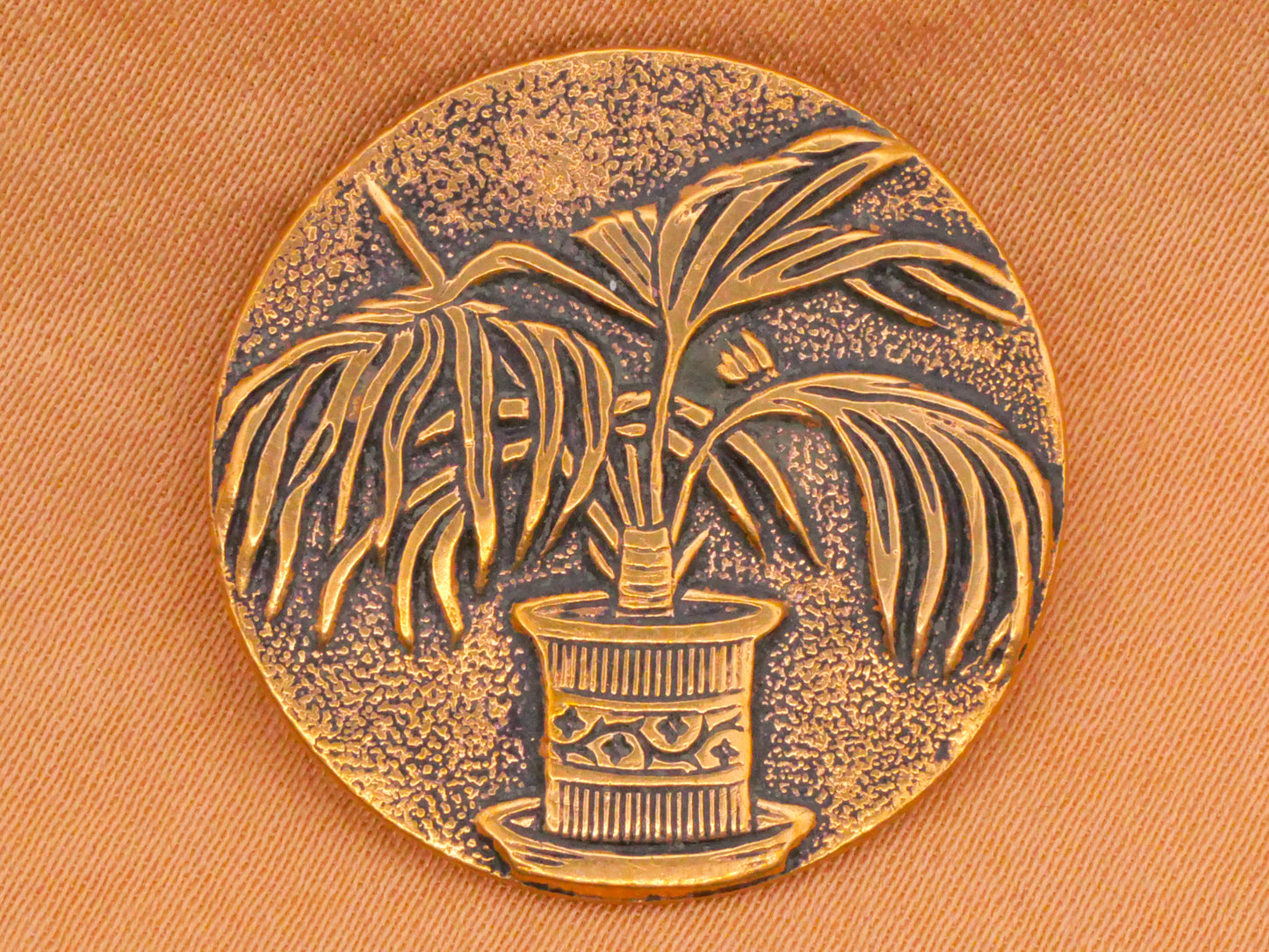 Houseplant Tropical Leaves Potted Plant Metal Button 26mm