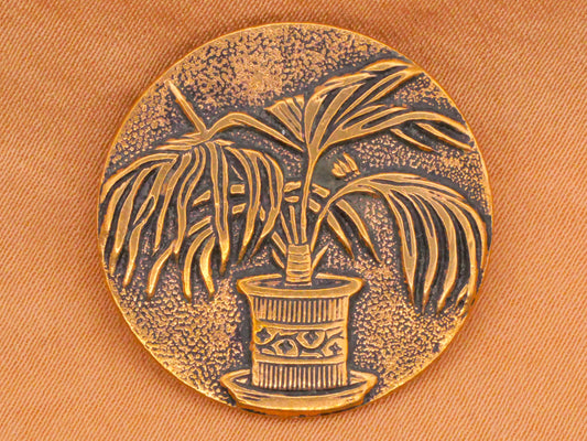 Houseplant Tropical Leaves Potted Plant Metal Button 26mm