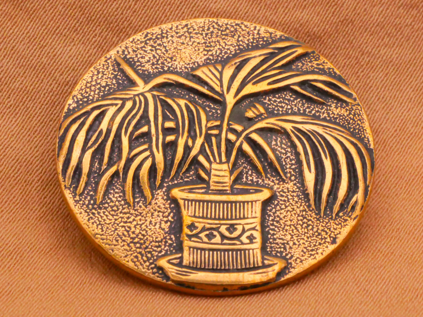 Houseplant Tropical Leaves Potted Plant Metal Button 26mm