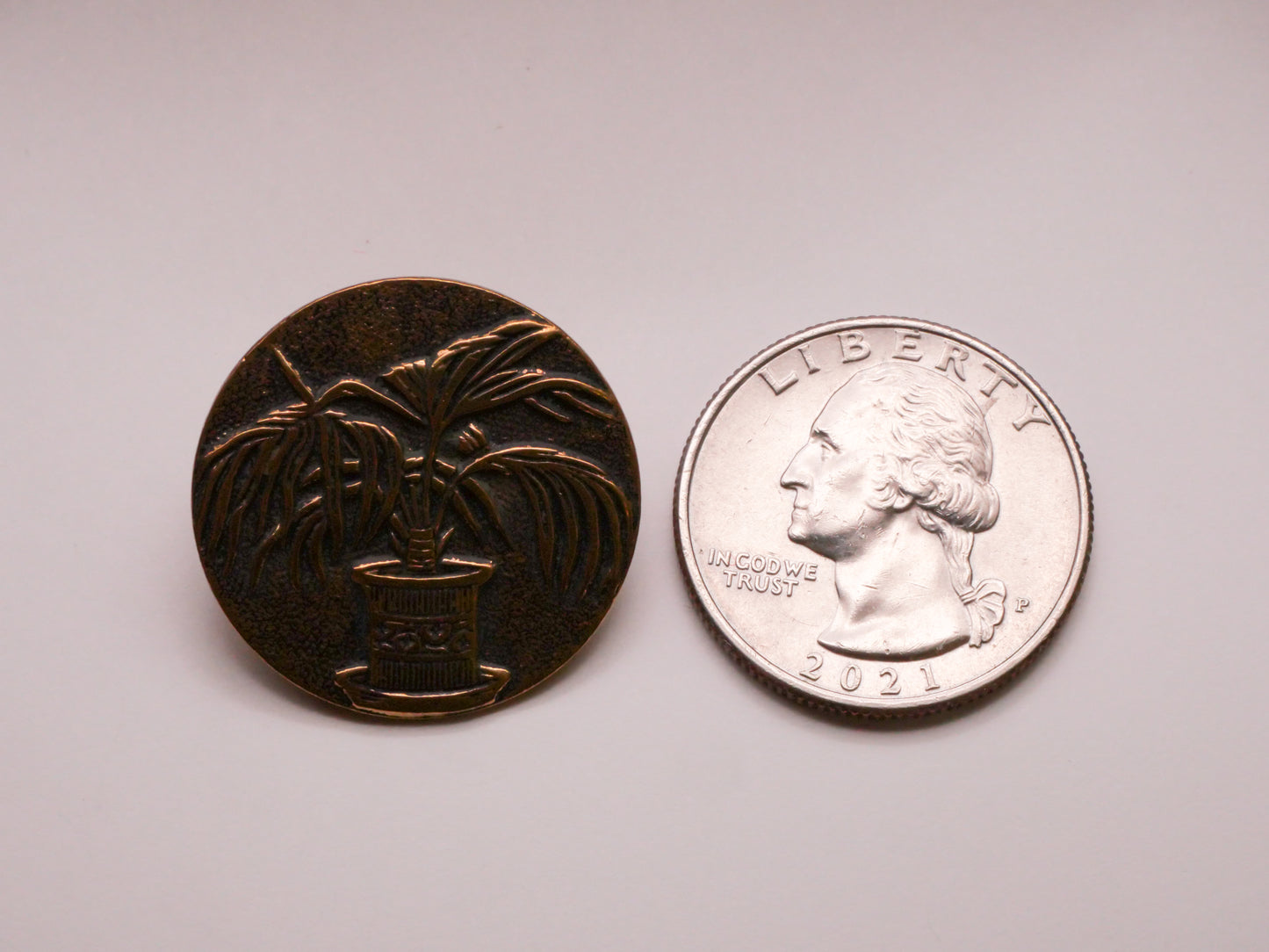 Houseplant Tropical Leaves Potted Plant Metal Button 26mm