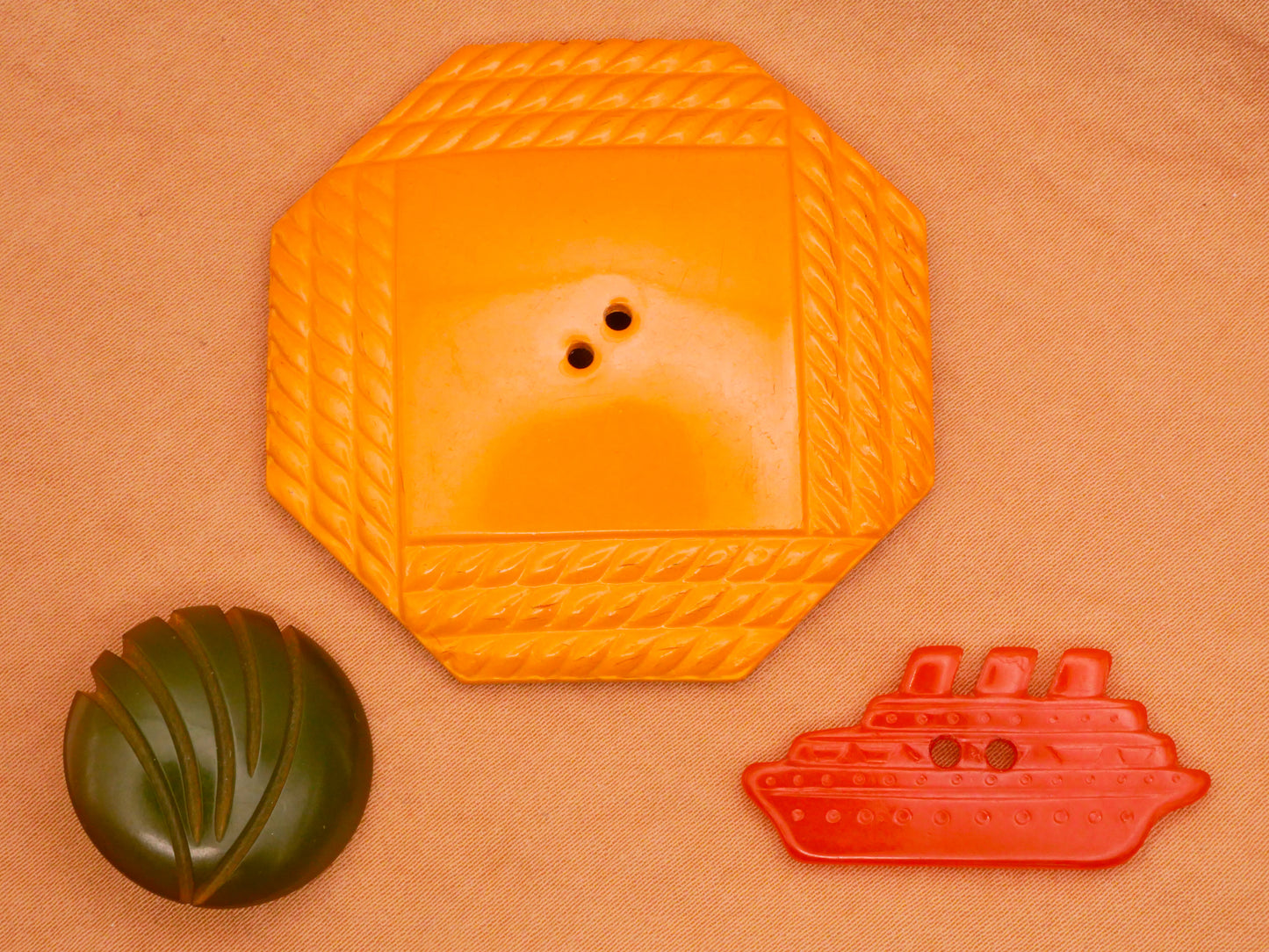 Tropical Inspired Bakelite Early Plastic Button Various 16-49mm