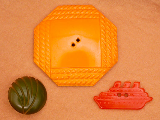 Tropical Inspired Bakelite Early Plastic Button Various 16-49mm