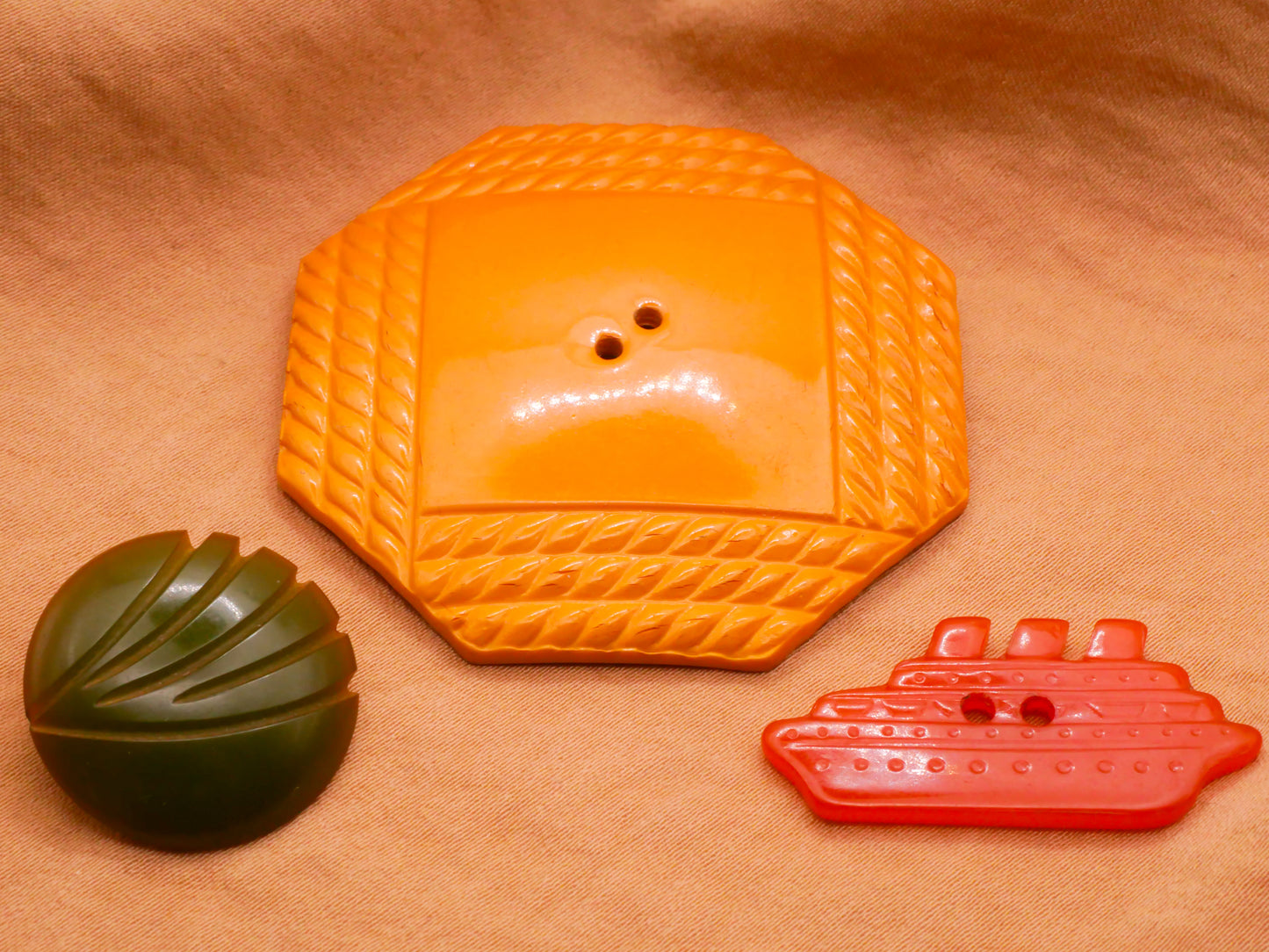 Tropical Inspired Bakelite Early Plastic Button Various 16-49mm