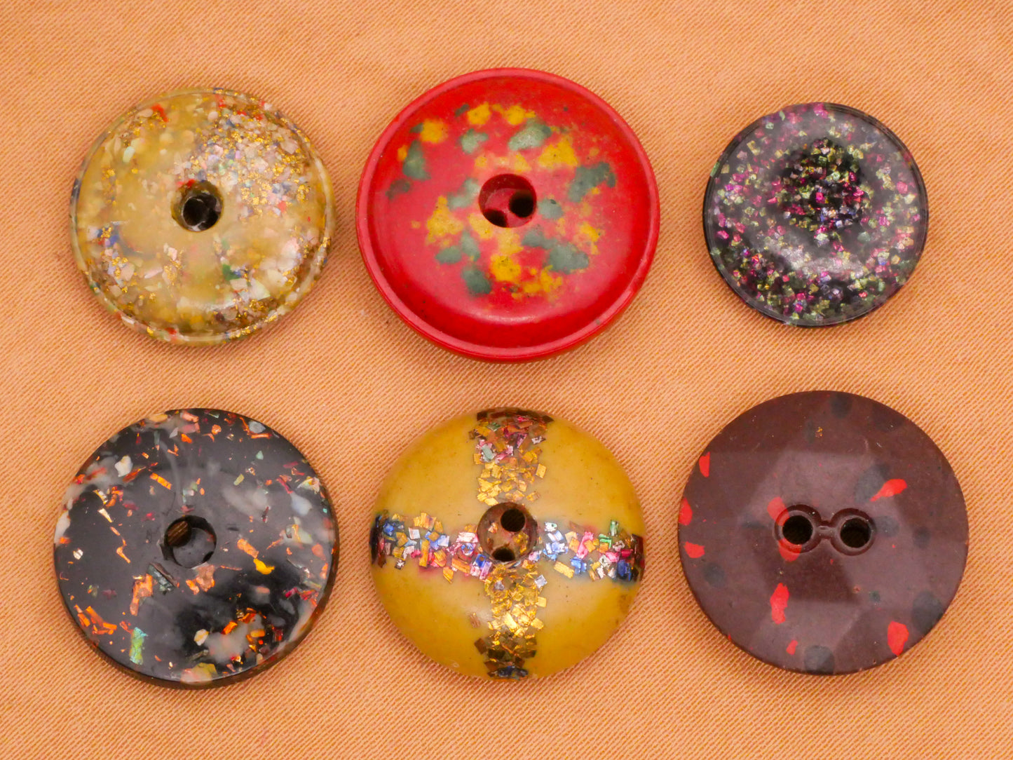 Composition Colorful Fleck Glitter Button Various 14-19mm