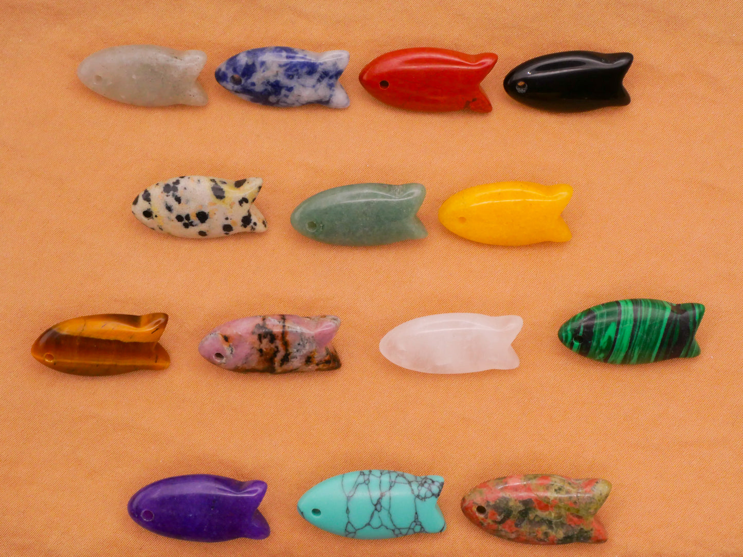 Fish Shape Stone Material Button Various 12x23mm