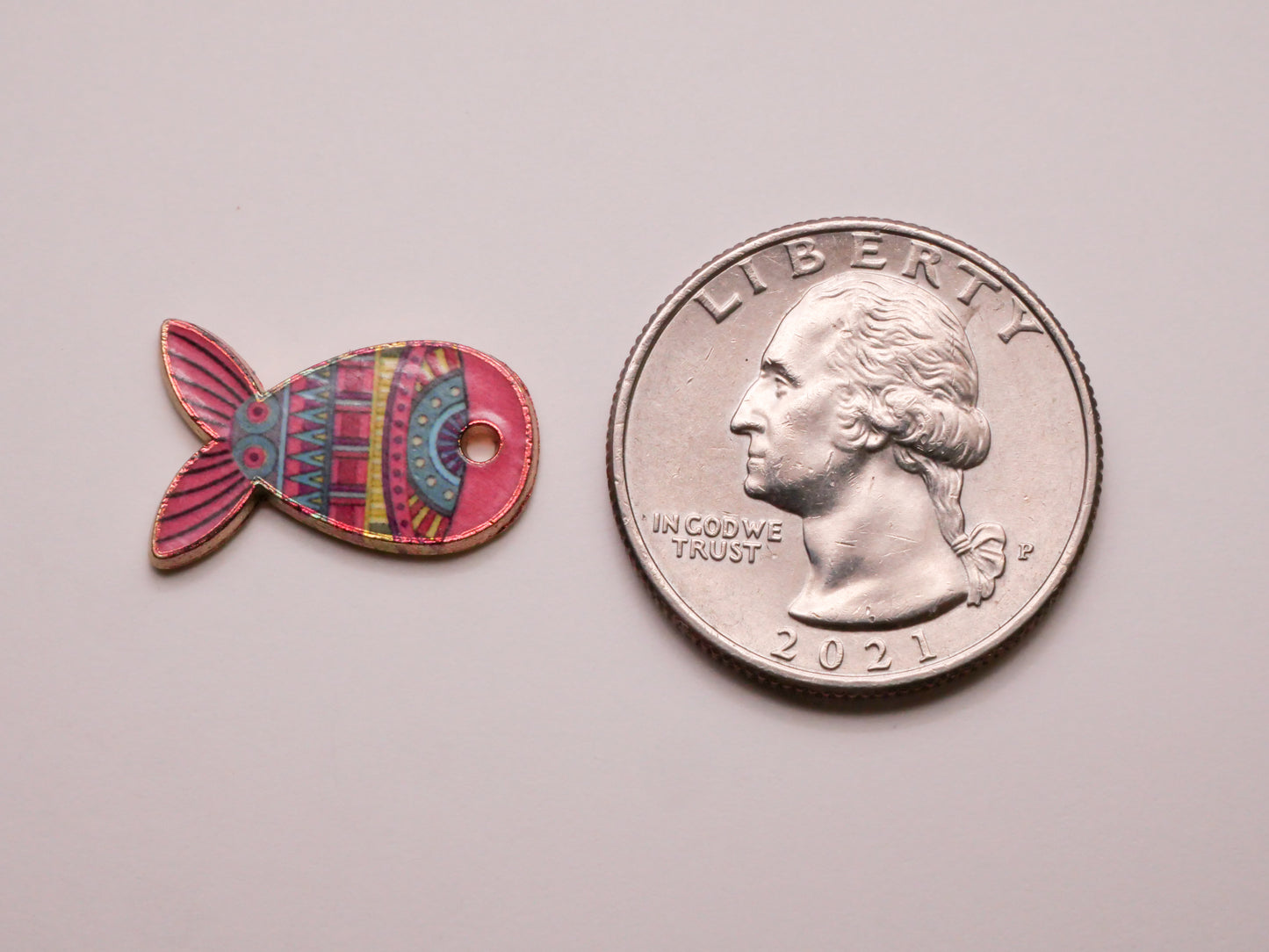 Fish Patterned Design Metal Resin Plastic Set of Seven Charms Embellishments 11x19mm