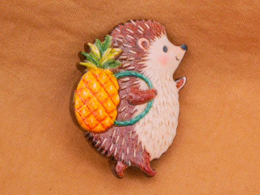 Hedgehog Pineapple Large Plastic Button 23x33mm