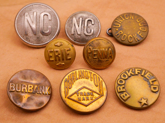 US Locations Workwear Uniform Railroad Metal Button Various 14-23mm
