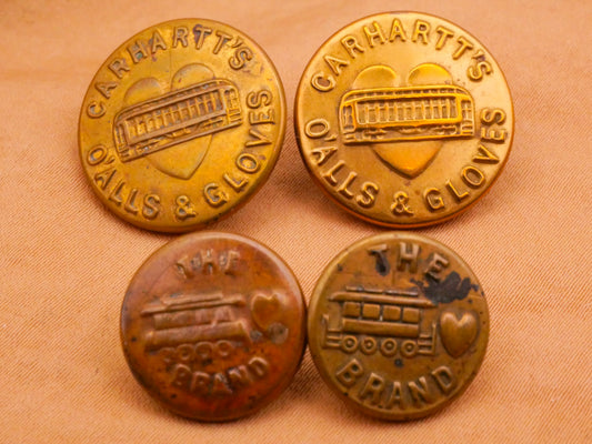 Carhartt Rebus Streetcar Heart Verbal Workwear Brass Metal Button 15-20mm