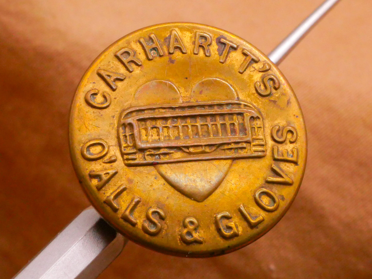 Carhartt Rebus Streetcar Heart Verbal Workwear Brass Metal Button 15-20mm