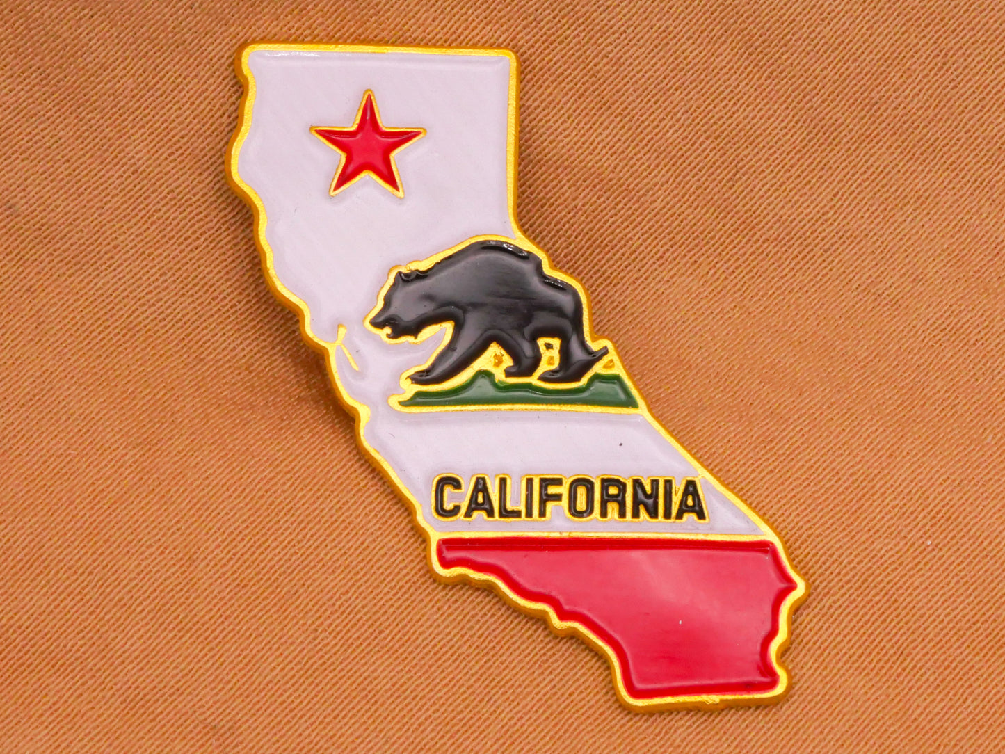 California State Flag Bear Star Enamel Metal Button 24x32mm