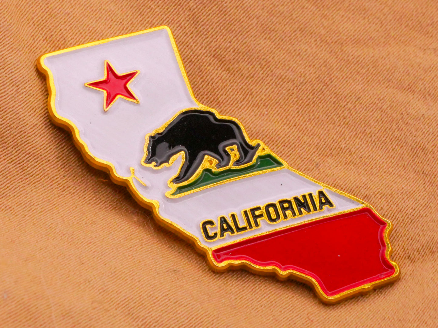 California State Flag Bear Star Enamel Metal Button 24x32mm