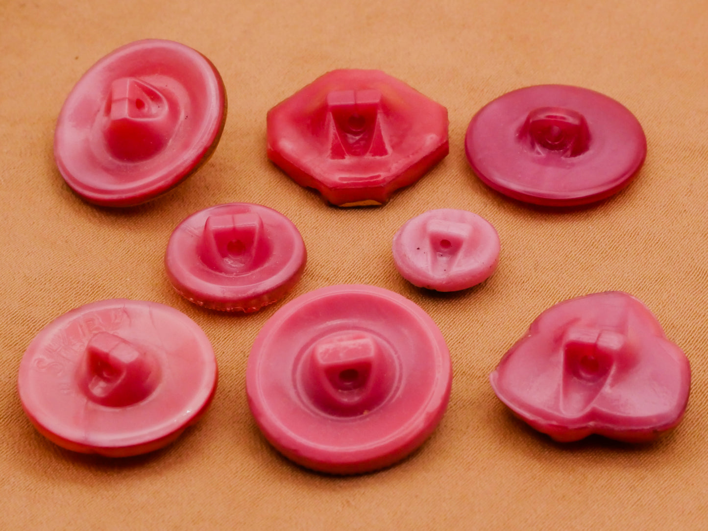 Pink Gold Accent Vintage Glass Button Various 10-19mm