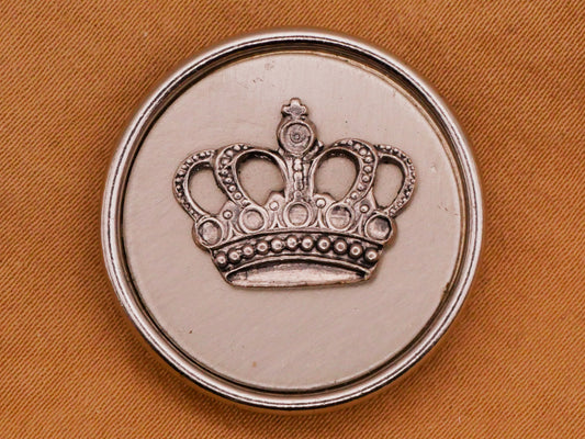 Crown Royalty Silver Colored Metal Vintage Button 26mm