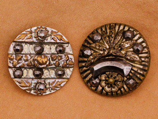 Flower Floral Steel-Cut Metal Button Various 19-21mm