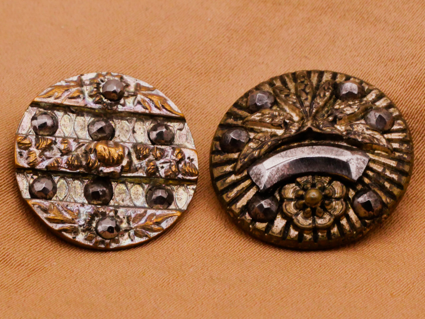 Flower Floral Steel-Cut Metal Button Various 19-21mm