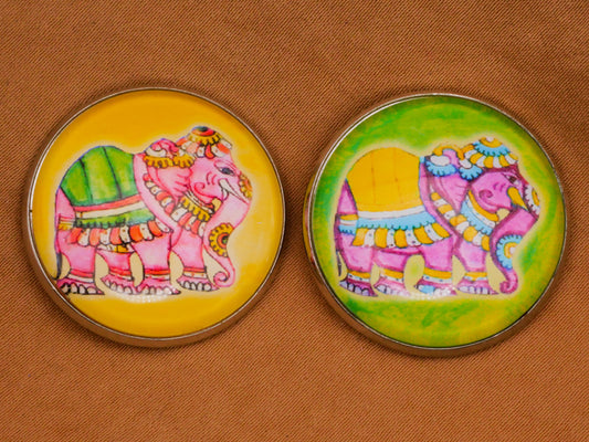 Elephant Parade Colorful Glass Silver Metal Button Various 27mm