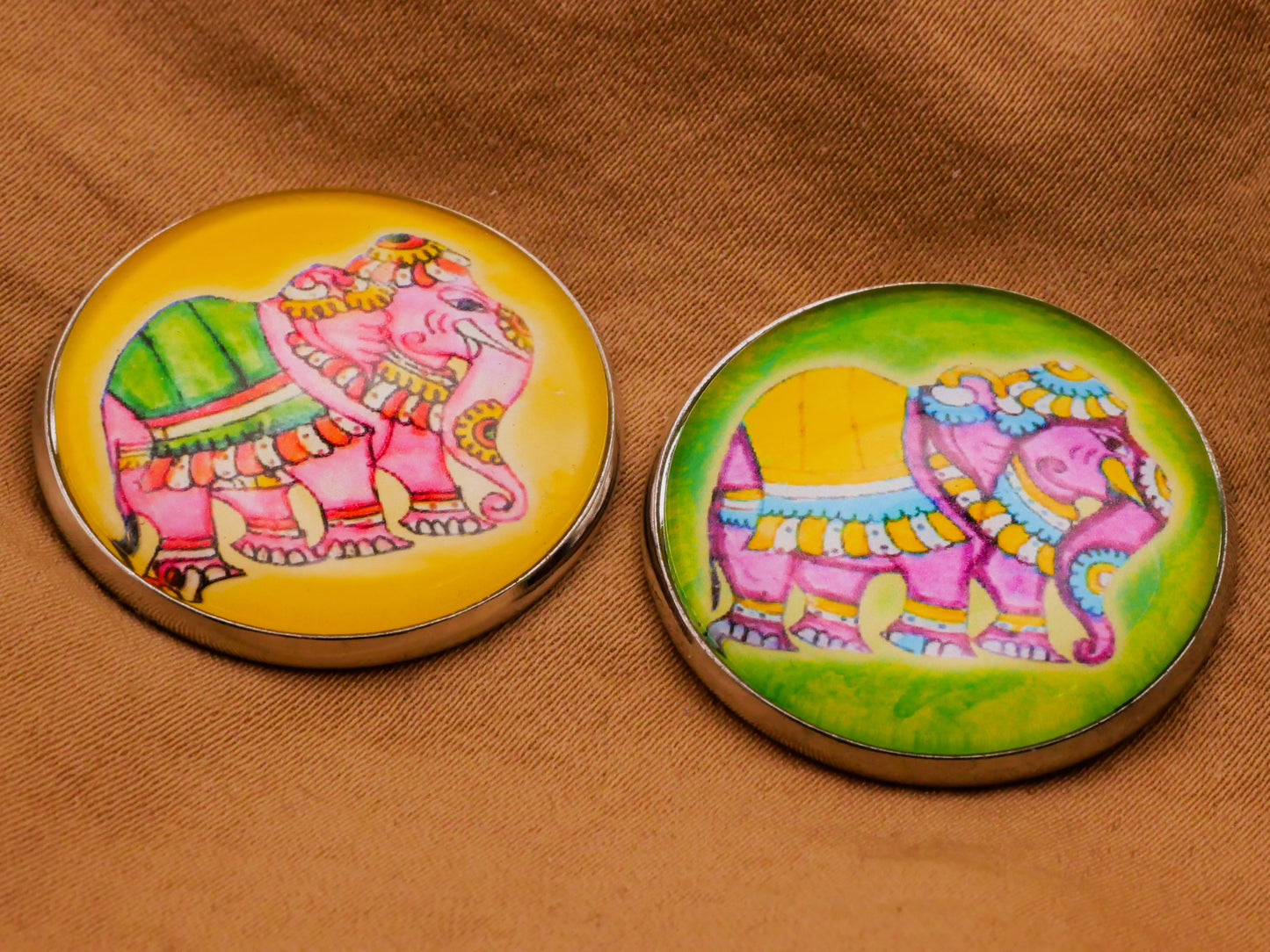 Elephant Parade Colorful Glass Silver Metal Button Various 27mm