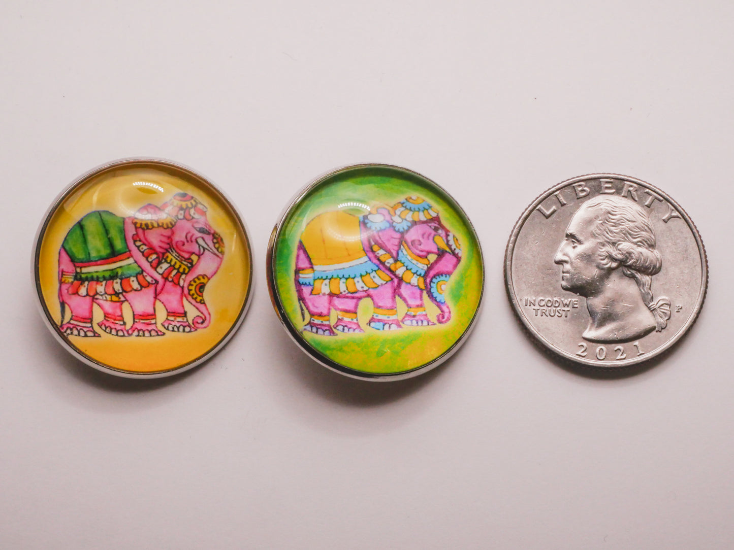 Elephant Parade Colorful Glass Silver Metal Button Various 27mm