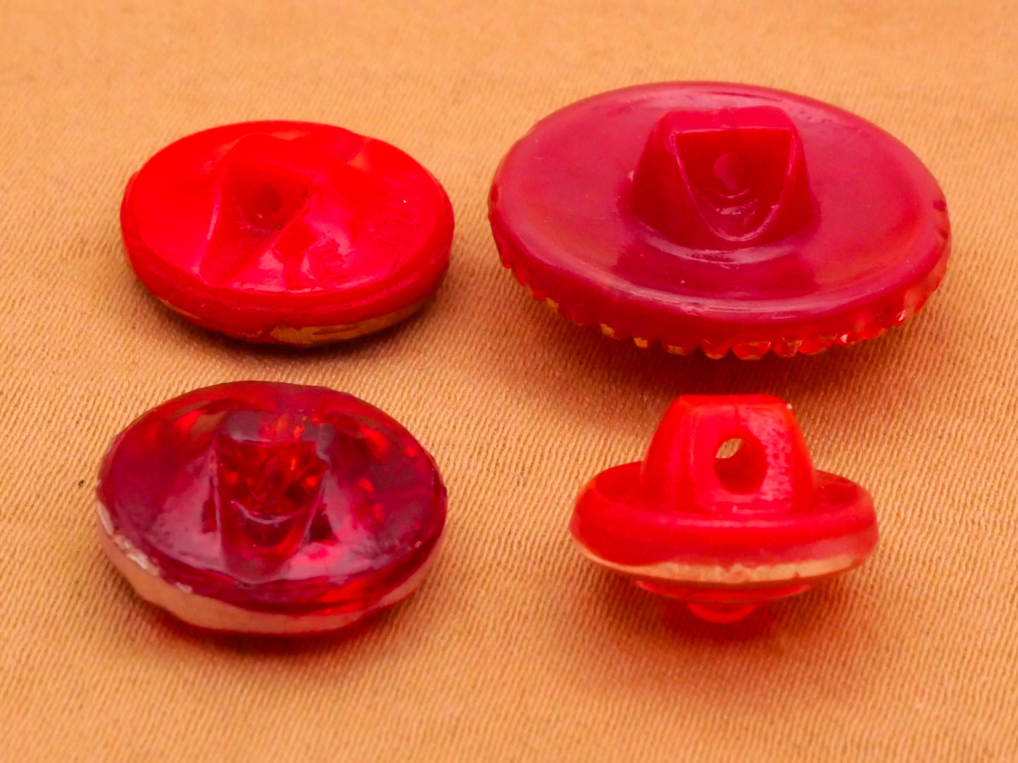 Red Gold Accent Vintage Glass Button Various 12-18mm