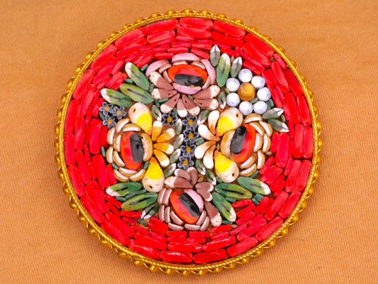 Flower Floral Bouquet Micro Mosaic Italy Metal Large Button 40mm