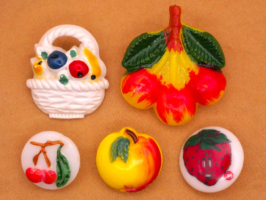 Fruit Food Plastic or Glass Vintage Button Various 13-27mm