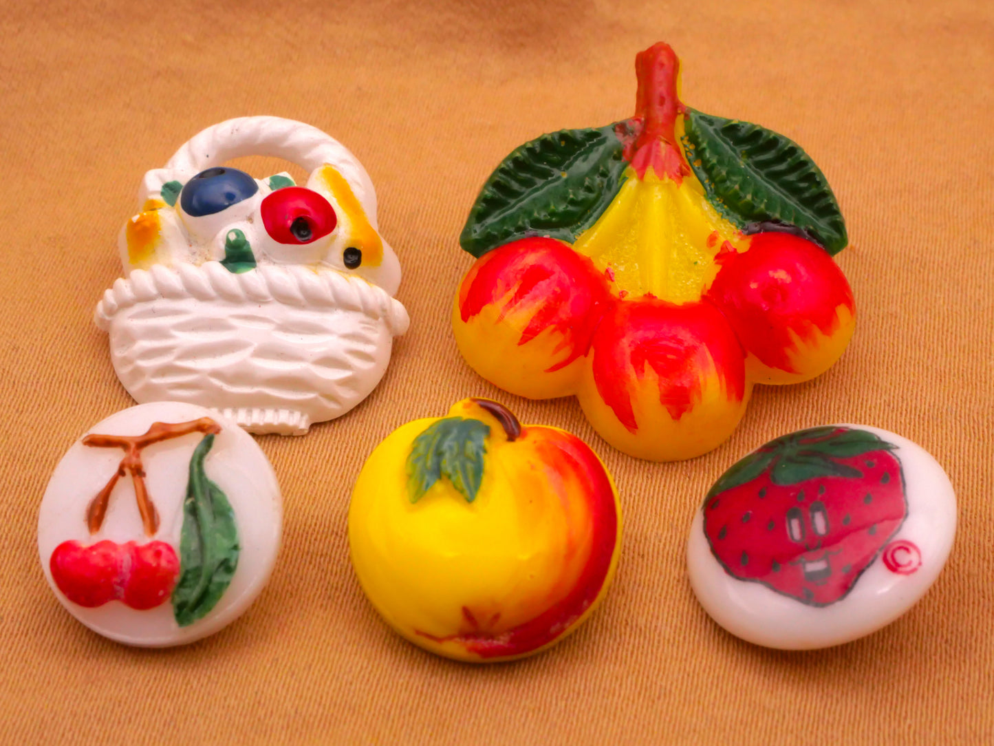 Fruit Food Plastic or Glass Vintage Button Various 13-27mm