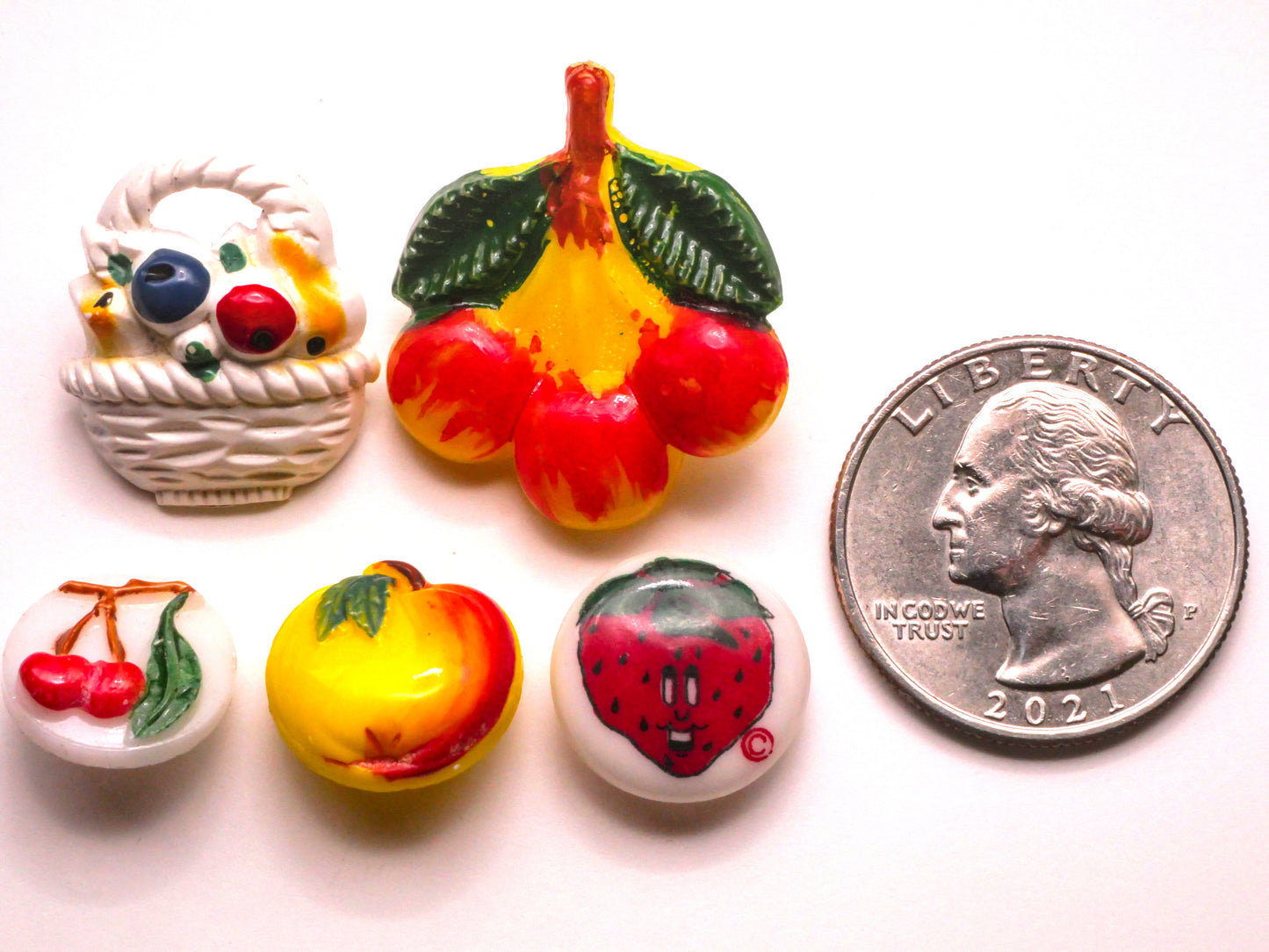Fruit Food Plastic or Glass Vintage Button Various 13-27mm