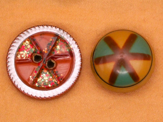 Pinwheel Design Celluloid Early Plastic Button Various 19-23mm