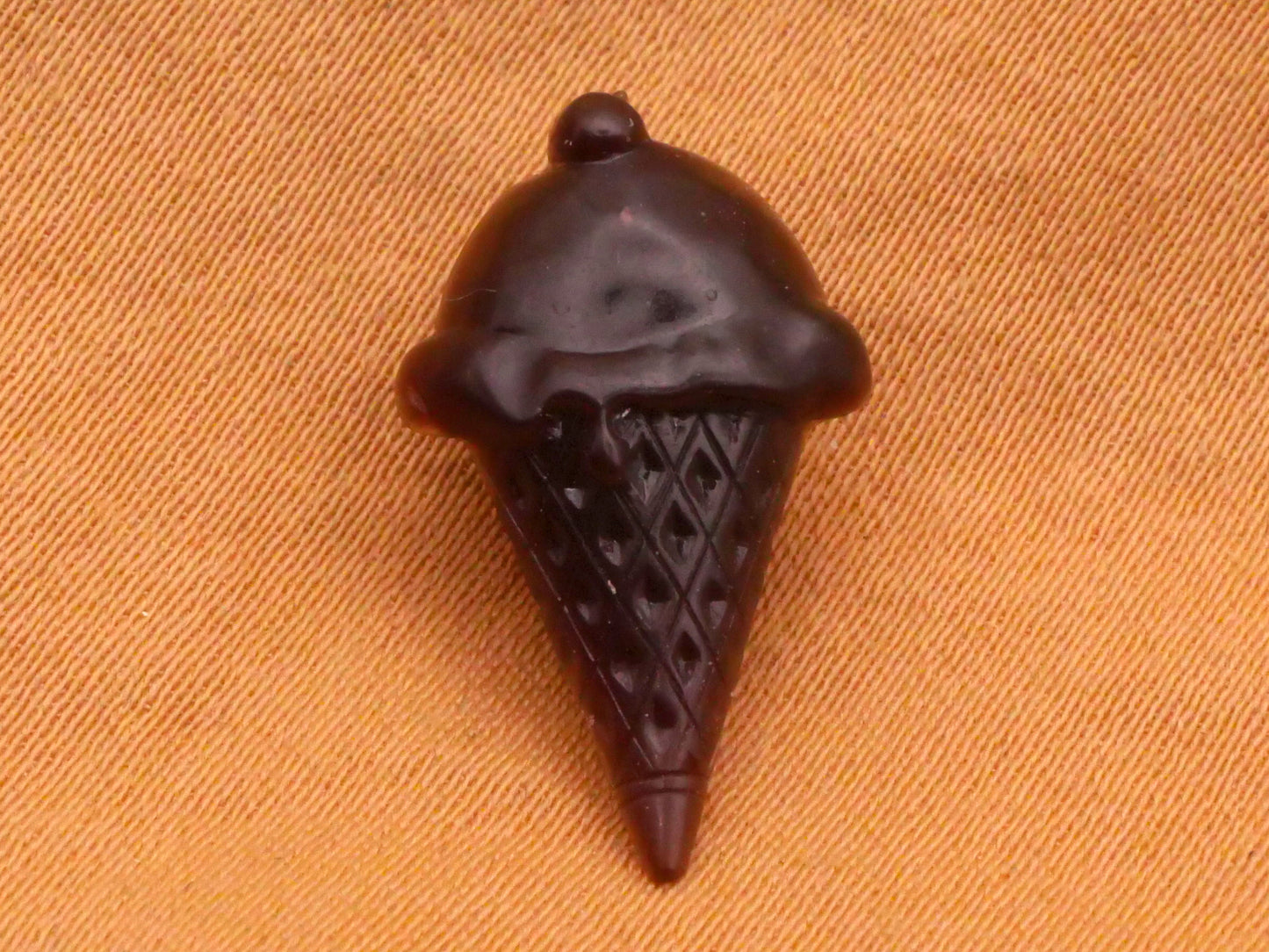 Ice Cream Cone Chocolate Brown Goofie Goofy Plastic Button 11x19mm