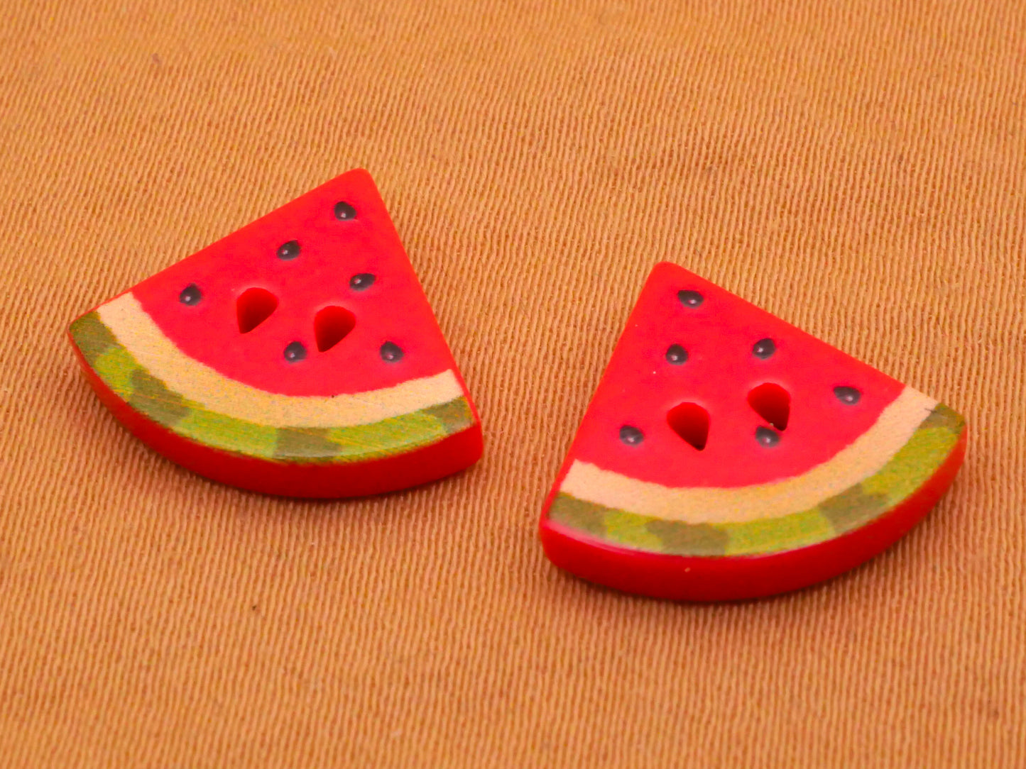 Watermelon Seeds Sew-Thru Plastic Pair of Buttons 14x15mm