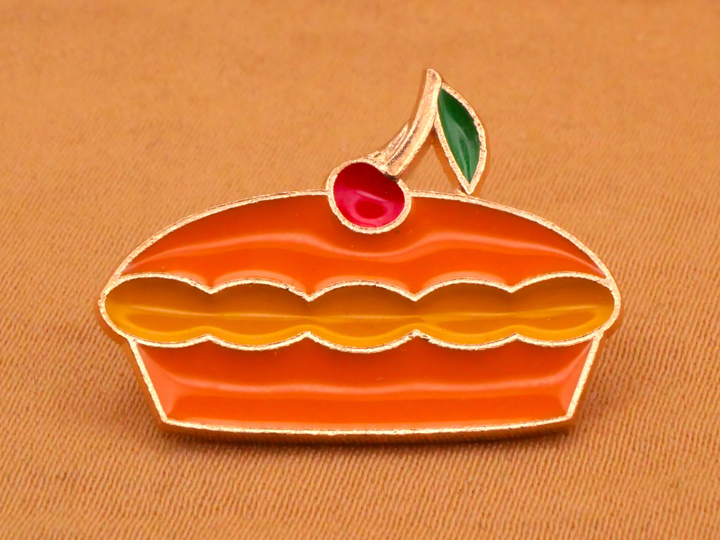 Cherry Pie Fruit Enamel Metal Button 17x24mm
