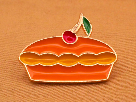 Cherry Pie Fruit Enamel Metal Button 17x24mm