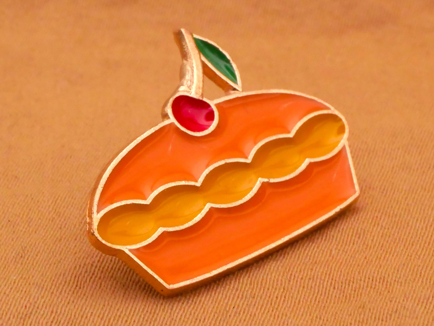 Cherry Pie Fruit Enamel Metal Button 17x24mm