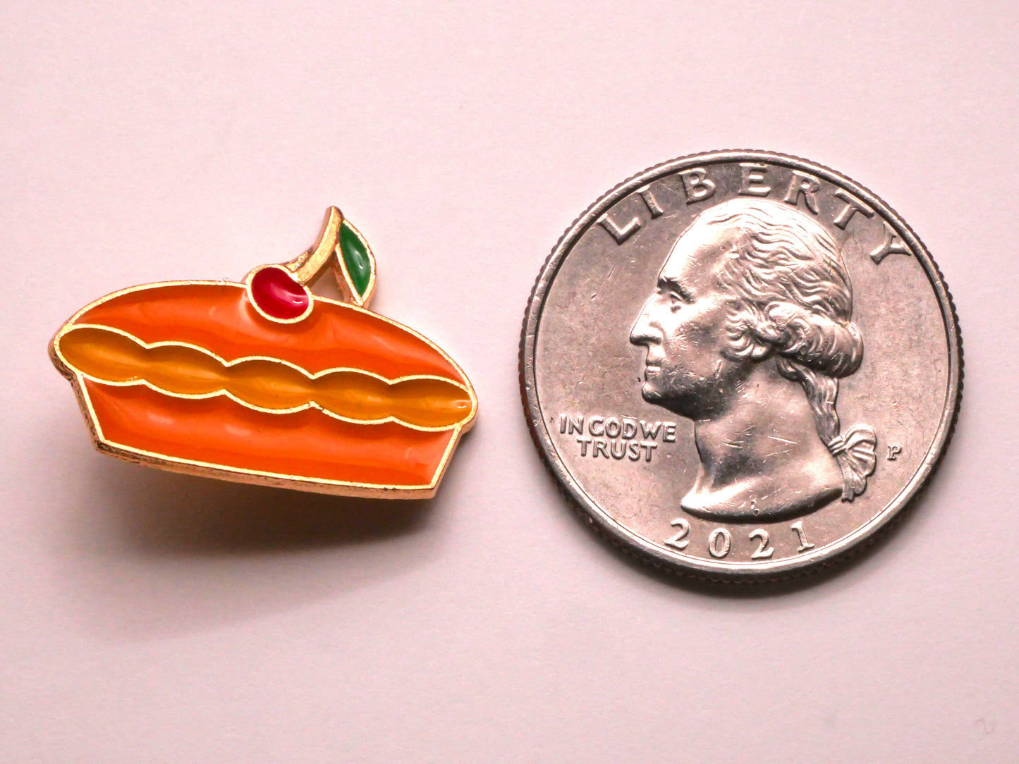 Cherry Pie Fruit Enamel Metal Button 17x24mm