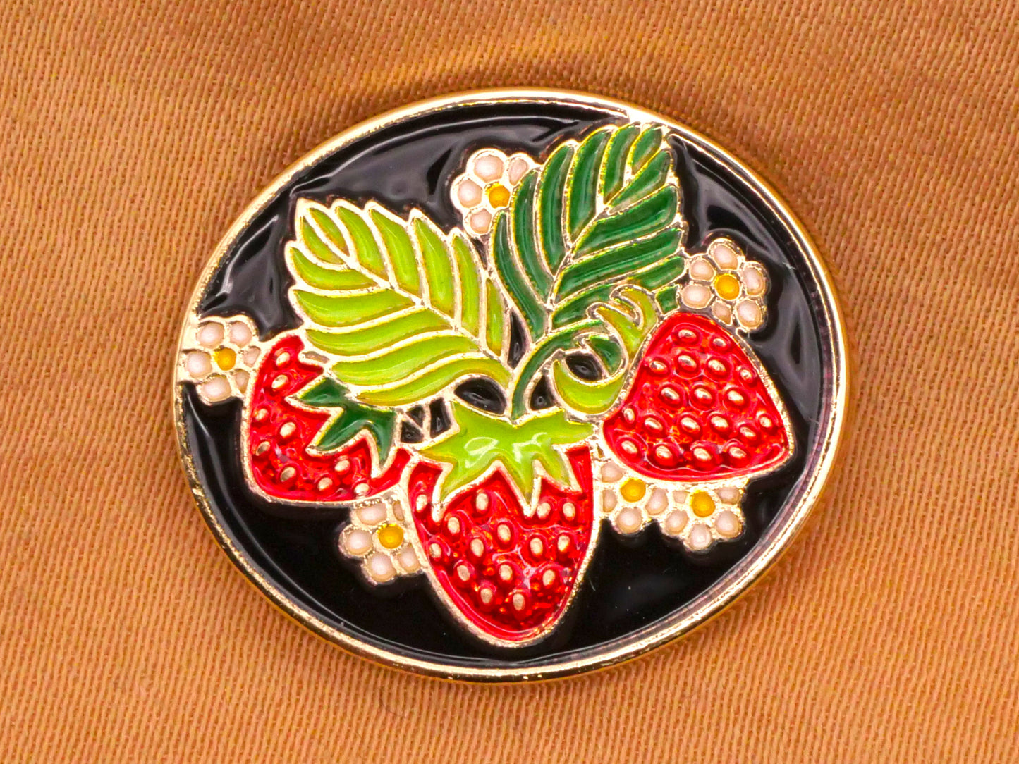 Strawberry Flower Enamel Metal Button 19x23mm