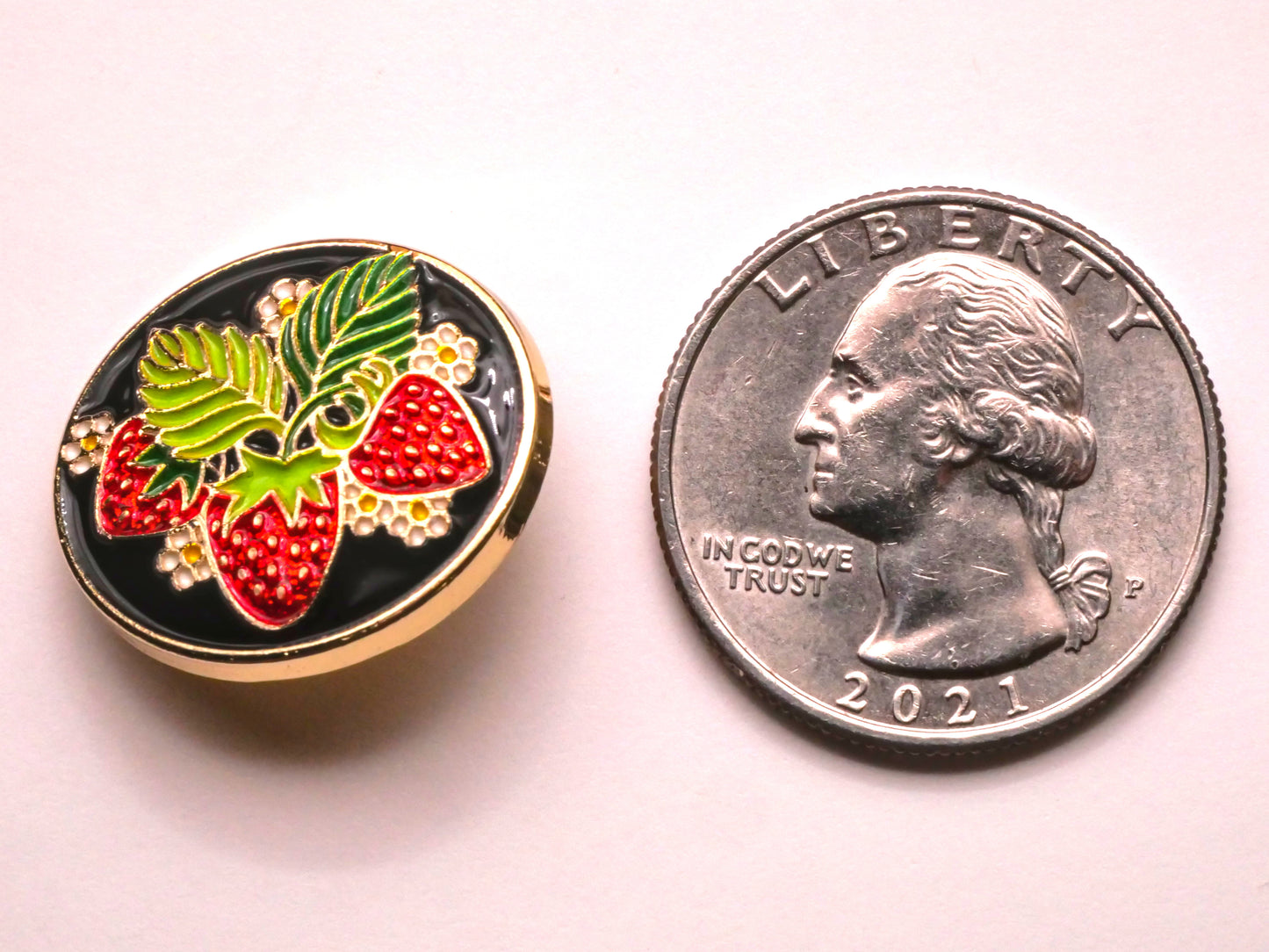 Strawberry Flower Enamel Metal Button 19x23mm