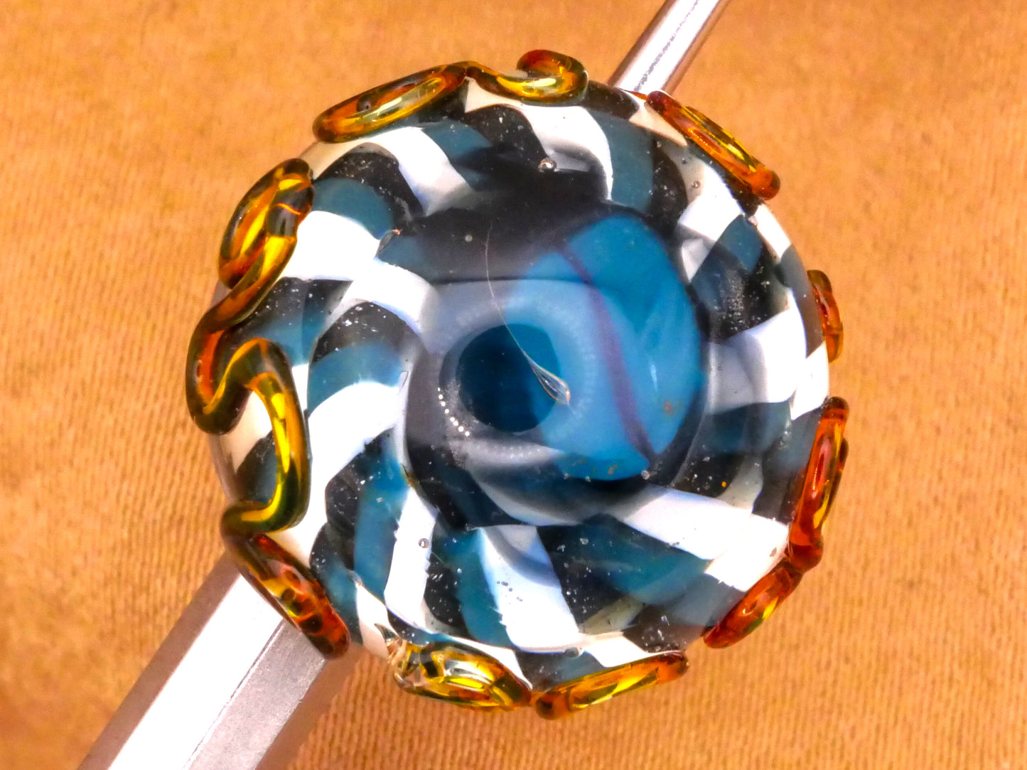 Beetle Insect Lampwork Kathy Hoppe Studio Glass Button 19mm