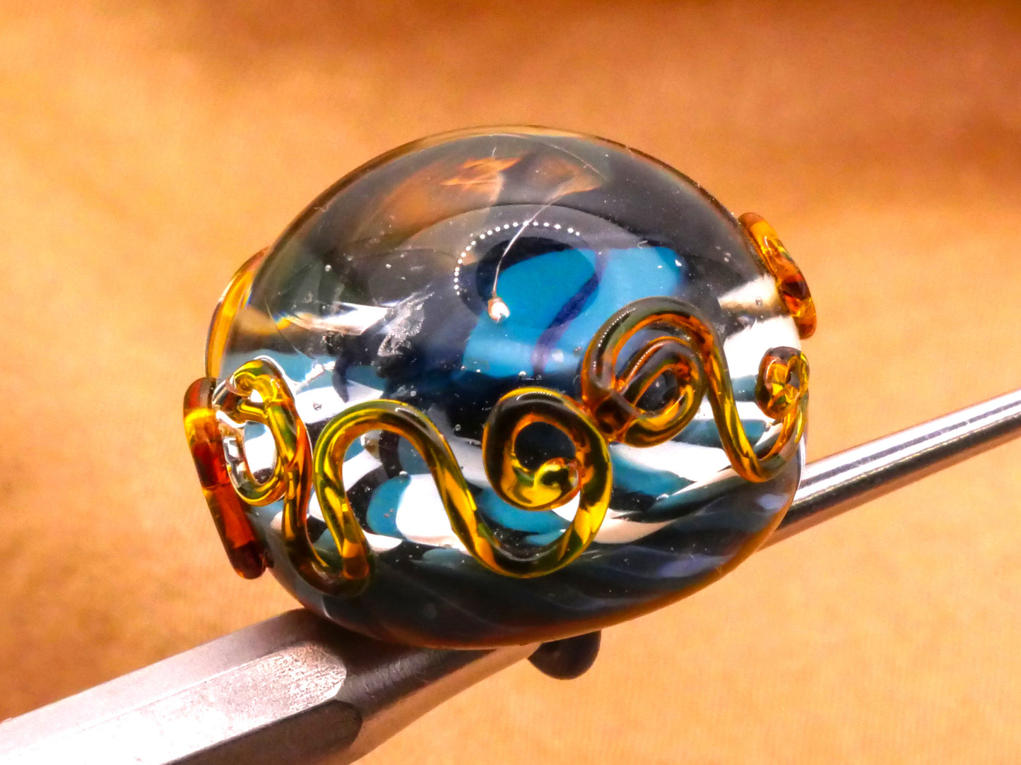 Beetle Insect Lampwork Kathy Hoppe Studio Glass Button 19mm