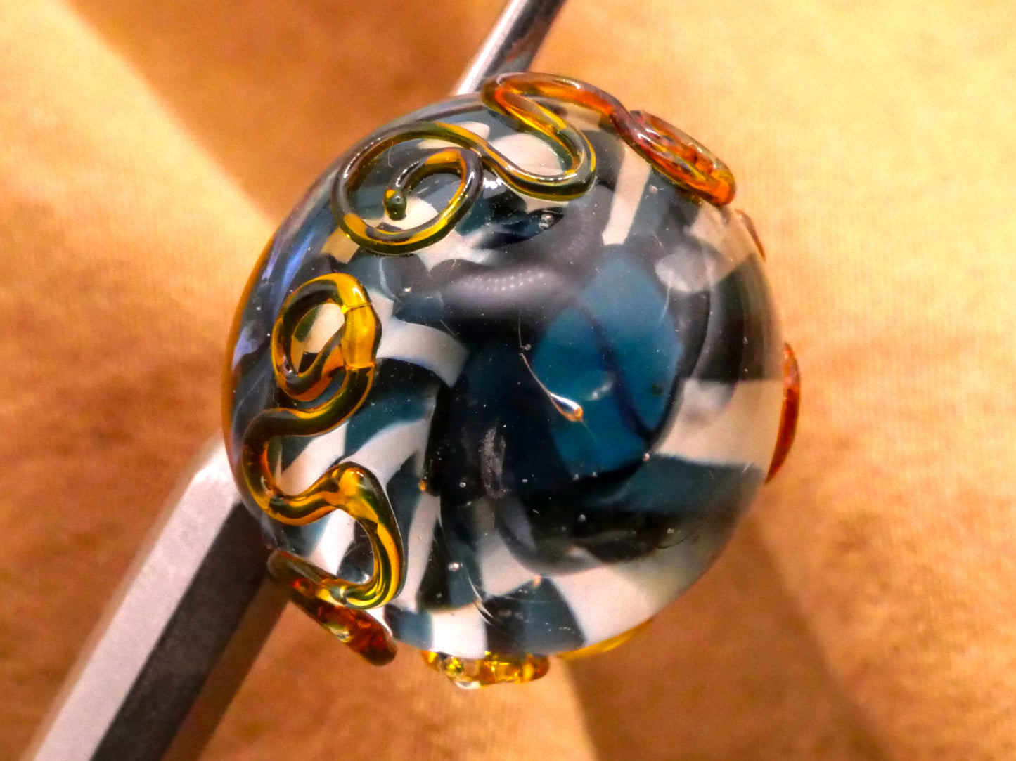 Beetle Insect Lampwork Kathy Hoppe Studio Glass Button 19mm