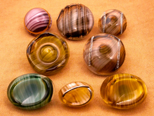 Wavy Lines Dig Dug Design In Glass Vintage Button Various 10-18mm