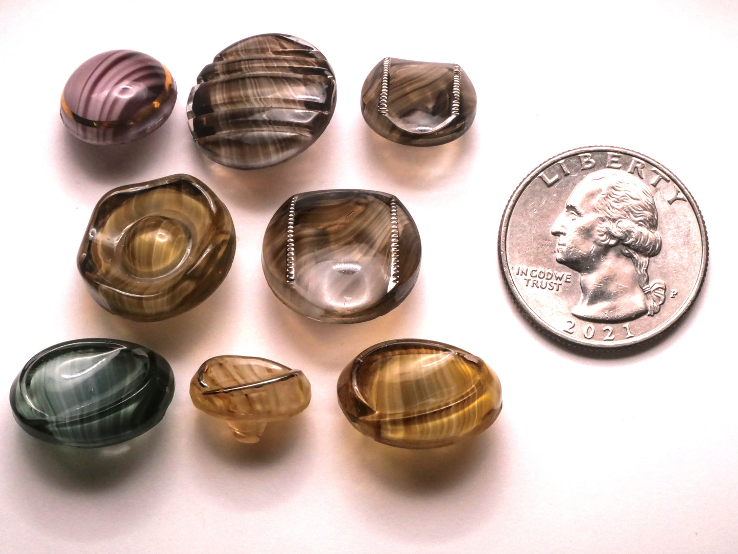 Wavy Lines Dig Dug Design In Glass Vintage Button Various 10-18mm